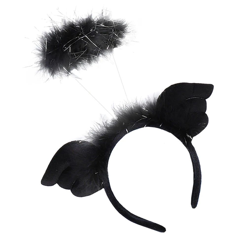 

Black Angel Headb Hair Hoop Decorations Durable Angel Wings Headdress Party Supplies Wedding Stage Cosplay Women Girls Men