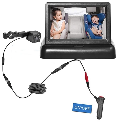 Imagen 1 del producto Babi-Monitor de visión trasera plegable para coche, pantalla LCD TFT de marcha atrás con cámara de visión nocturna, 4,3 pulgadas, HD