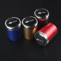 Portable car ashtray with LED light detachable car ashtray for  Peugeot 208 with logo Car Accessories