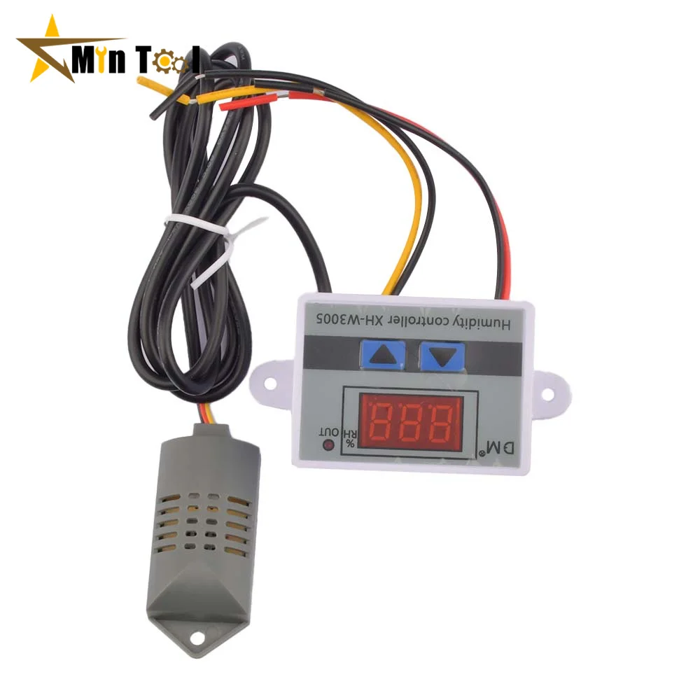 W3005 Digital LED Humidity Controller Hygrometer Humidity Control Switch Hygrostat Humidity Sensor AC110-220V DC12V DC24V