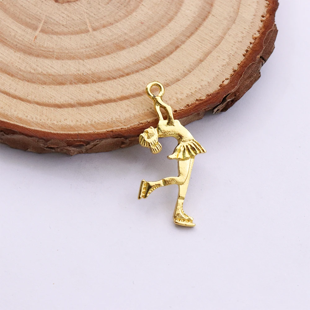 Metal Skating Girl Charm Figure Skating Jewelry Pendant Skate Accessory for Skater Girl