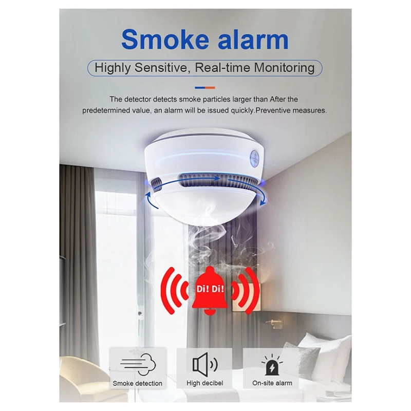 New Tuya Zigbee Smoke Alarm Fire Smoke Detector Home Sensor Fire Alarm Heat Detector 10-Year Life