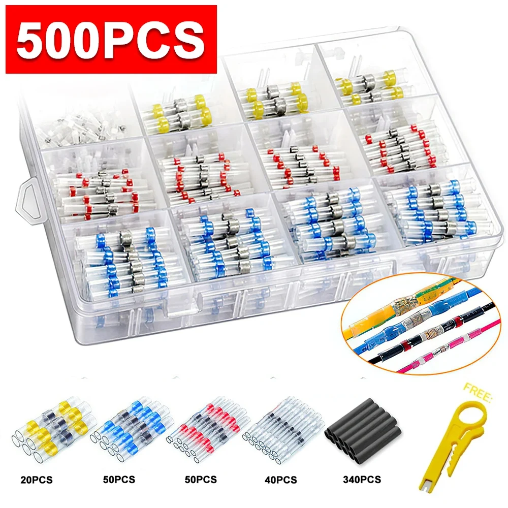 50/100/300/800/1000 Stuks Praktische Elektrische Waterdichte Afdichting Krimpkous Butt Terminals Soldeer mouw Draad Connectors