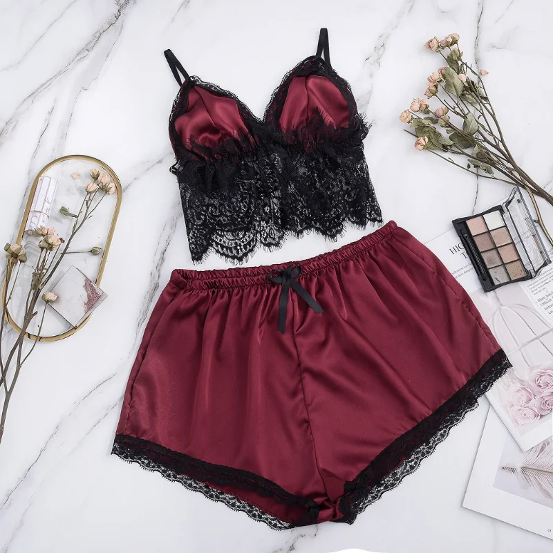 

Sexy Lace Lingerie Set Night Dress Women String Bodysuit Adjustable Straps 2 Pieces Set Women'S Pajama Corset Mujer Clothing