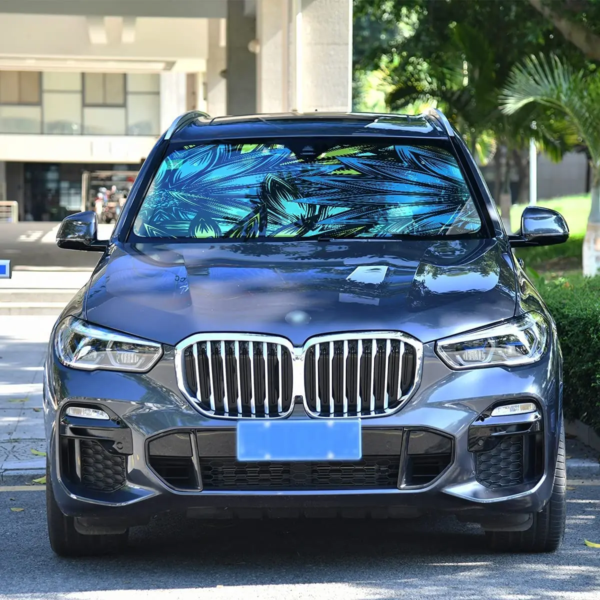 Boho Ethnic Flowers Car Windshield Sunshades Teal Green Floral Sun Sunshade Blocks UV Rays Protector Keep Your Vehicle Cool Sun