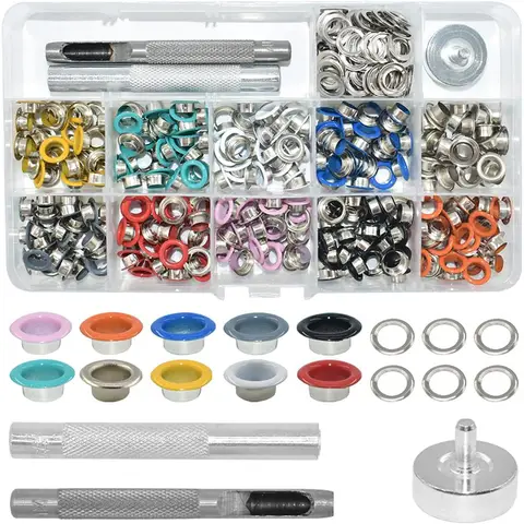 5mm 300 Sets Metal Eyelet Tool Kit, 10 Colors with 3 Installation Tools for Leather Canvas Tents Shoes Clothing DIY
