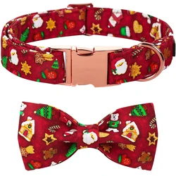 Unique Style Paws Personlized Christmas Dog Collar with Bow Santa Claus Red Dog Collar Flower Dog Collar Large Medium Small Dog