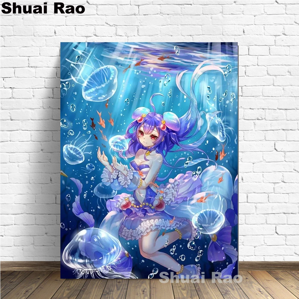 5d diy Diamond Painting full Rhinestones Mosaic Diamond Embroidery Picture home decor cartoon fairy fish princess 3d picture