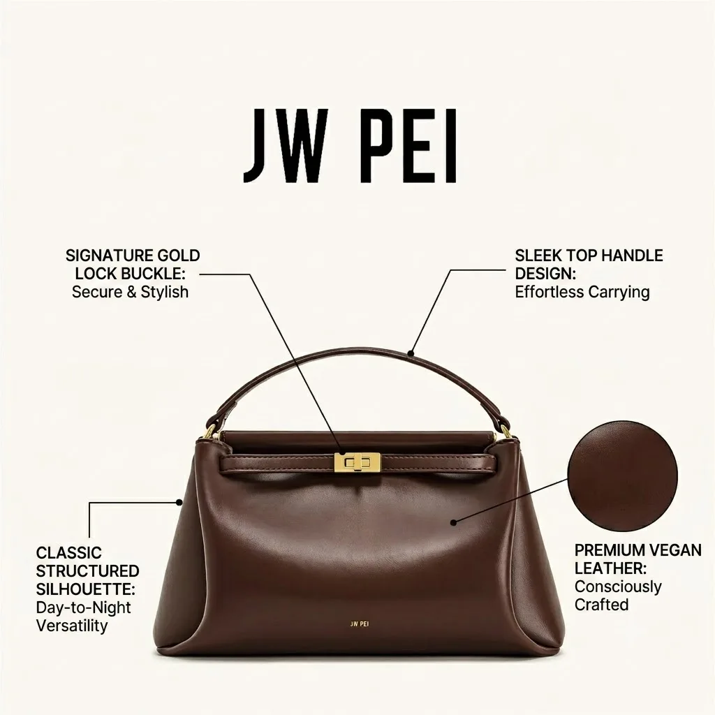 JW PEI Carmen Handbag: Women's Vegan Leather Small Square Crossbody Purse - Eco-Friendly Top Handle Shoulder Satchel