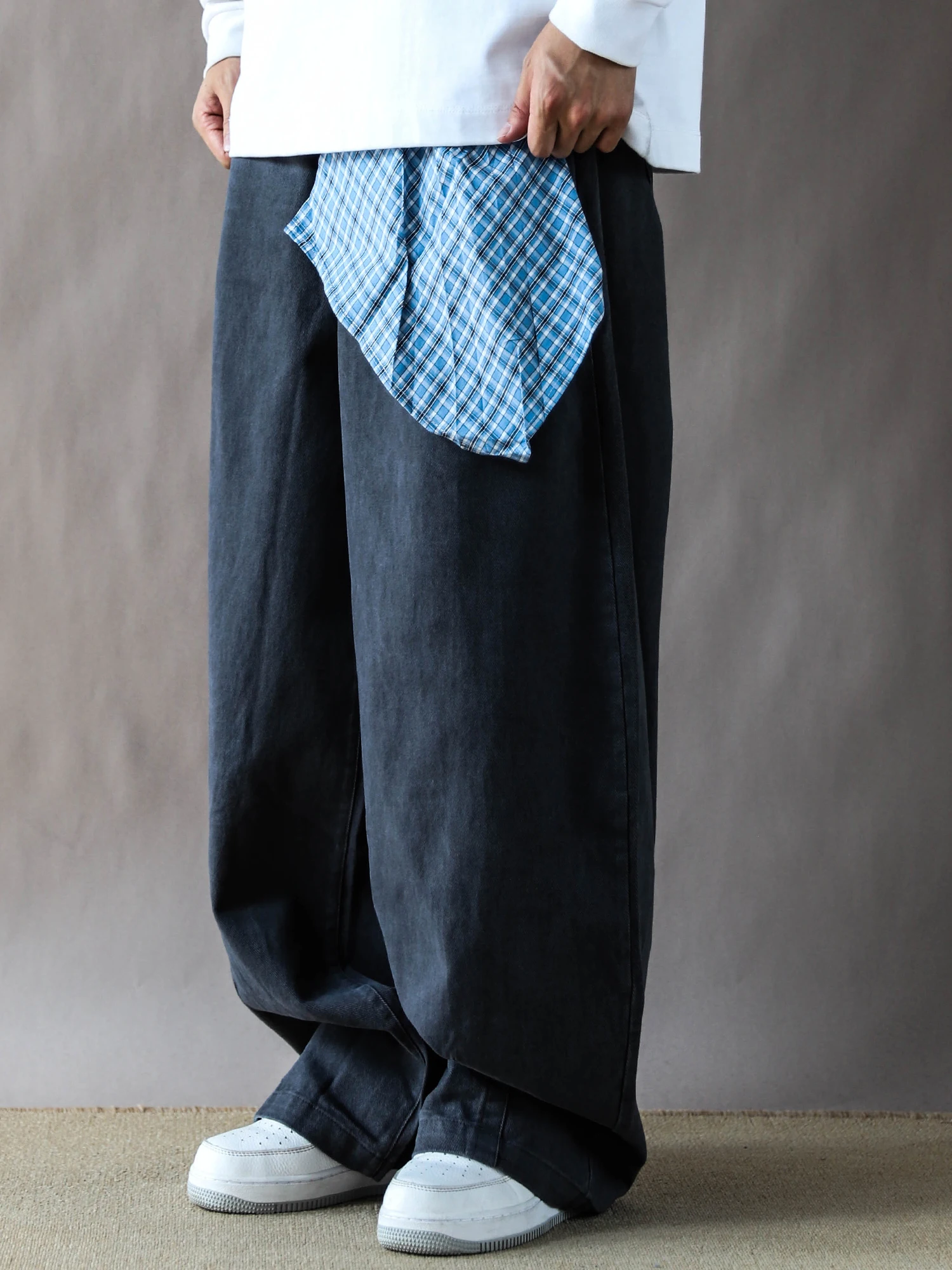 

Мужские повседневные брюки American Sle в стиле ретро, плотные, свободного кроя, с широкими штанинами, из чистого хлопка, для весны и осени