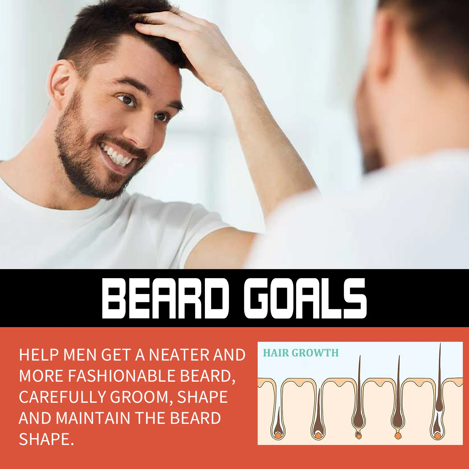 Beard Thickening Roller - Men's Intensive Root Strengthening, Nourishing & Shine Enhancing Beard Growth Comb Serum image 5
