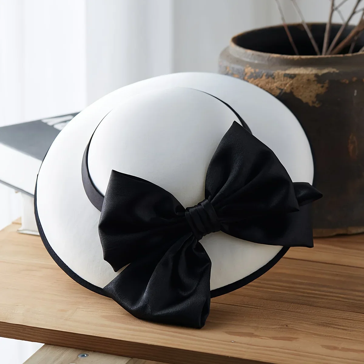 Elegant French Style Fascinator Hats for Women Vintage Dome Top Hats with Satin Bow Perfect for Weddings Birthday Parties Events