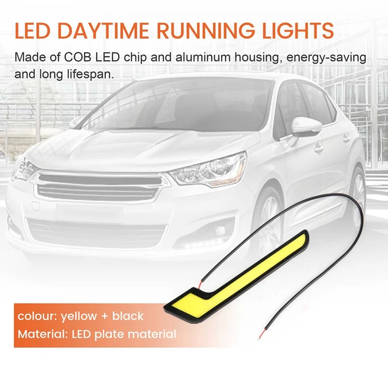 1Pair High Power L-Shape COB DRL Car LED Daytime Running Lights Fog Lamp White DC12V