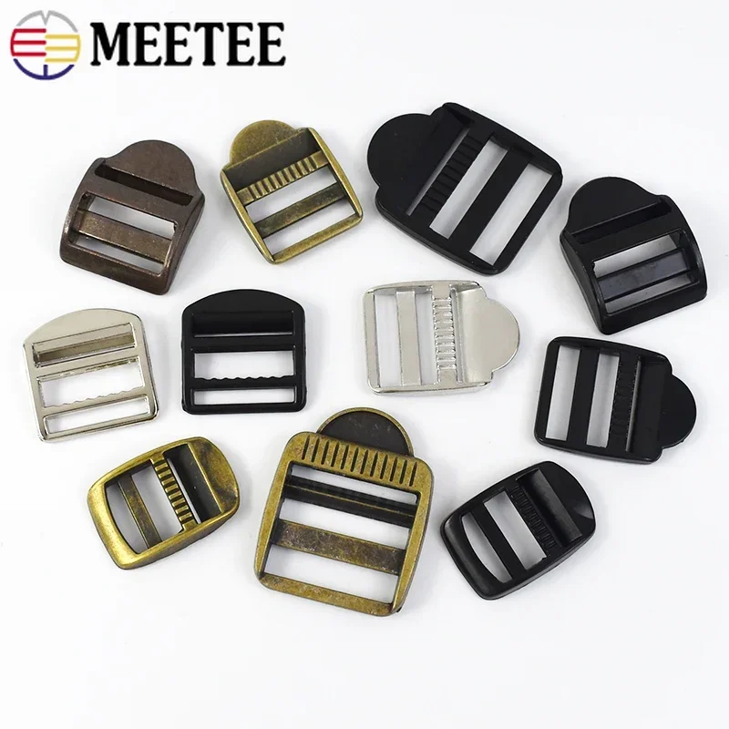 4Pcs Meetee 20/25/32mm Metal Strap Adjuster Tri-Glide Buckle Backpack Shoulder Belt Connect Clasp DIY Leather Craft Accessories