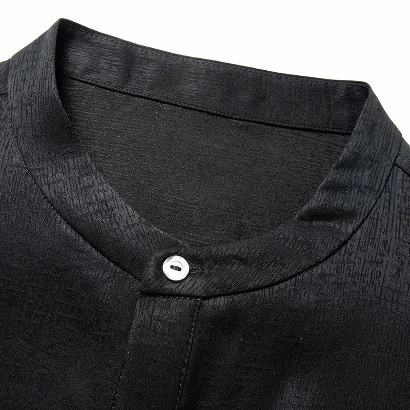 

Covered Button Premium Silk Shirts For Men Loose Fit Lightweight Summer Quality Gambiered Canton Gauze Fashion Camisas De Hombre