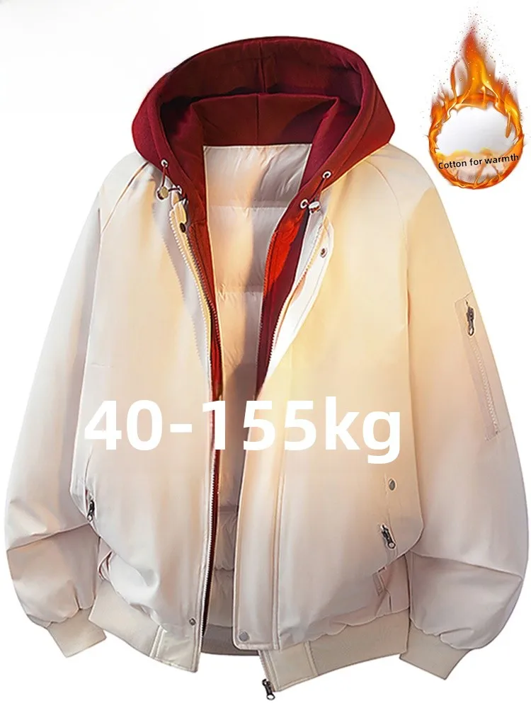 

MoChao Faion Thiened Hooded Jaet Men's Winter Cotton Padded Coat Loose Fit Versatile Outerwear Trendy Large Size