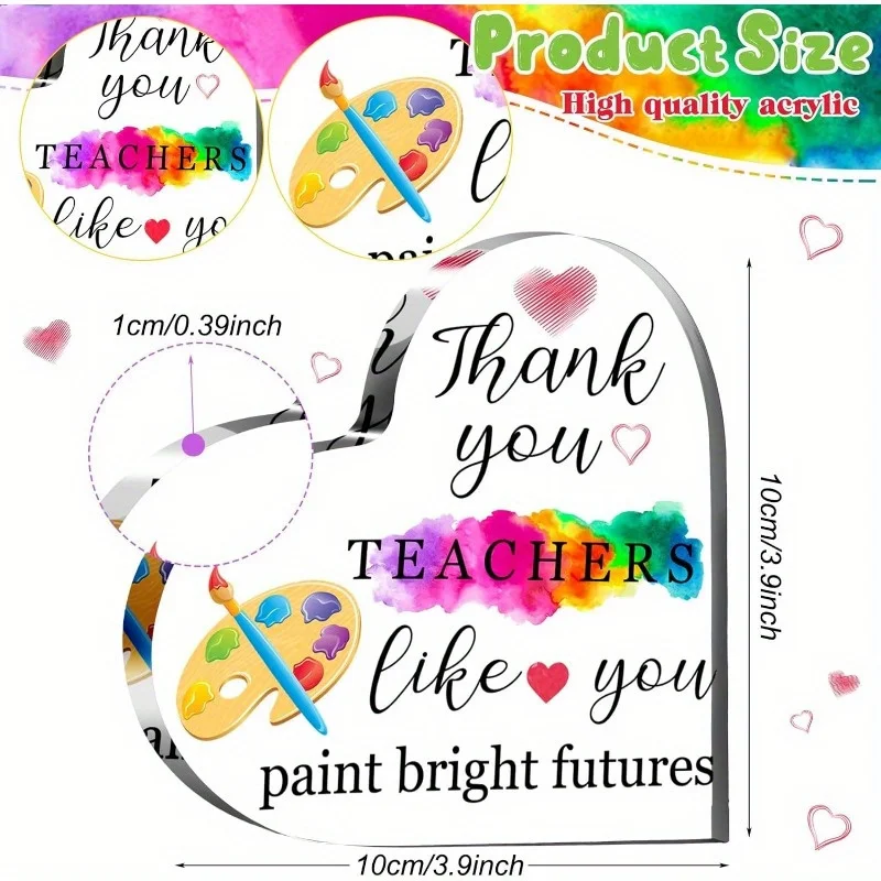 Art Teacher Appreciation Gift, Heart Acrylic Paperweight, Graduation Keepsake for Women