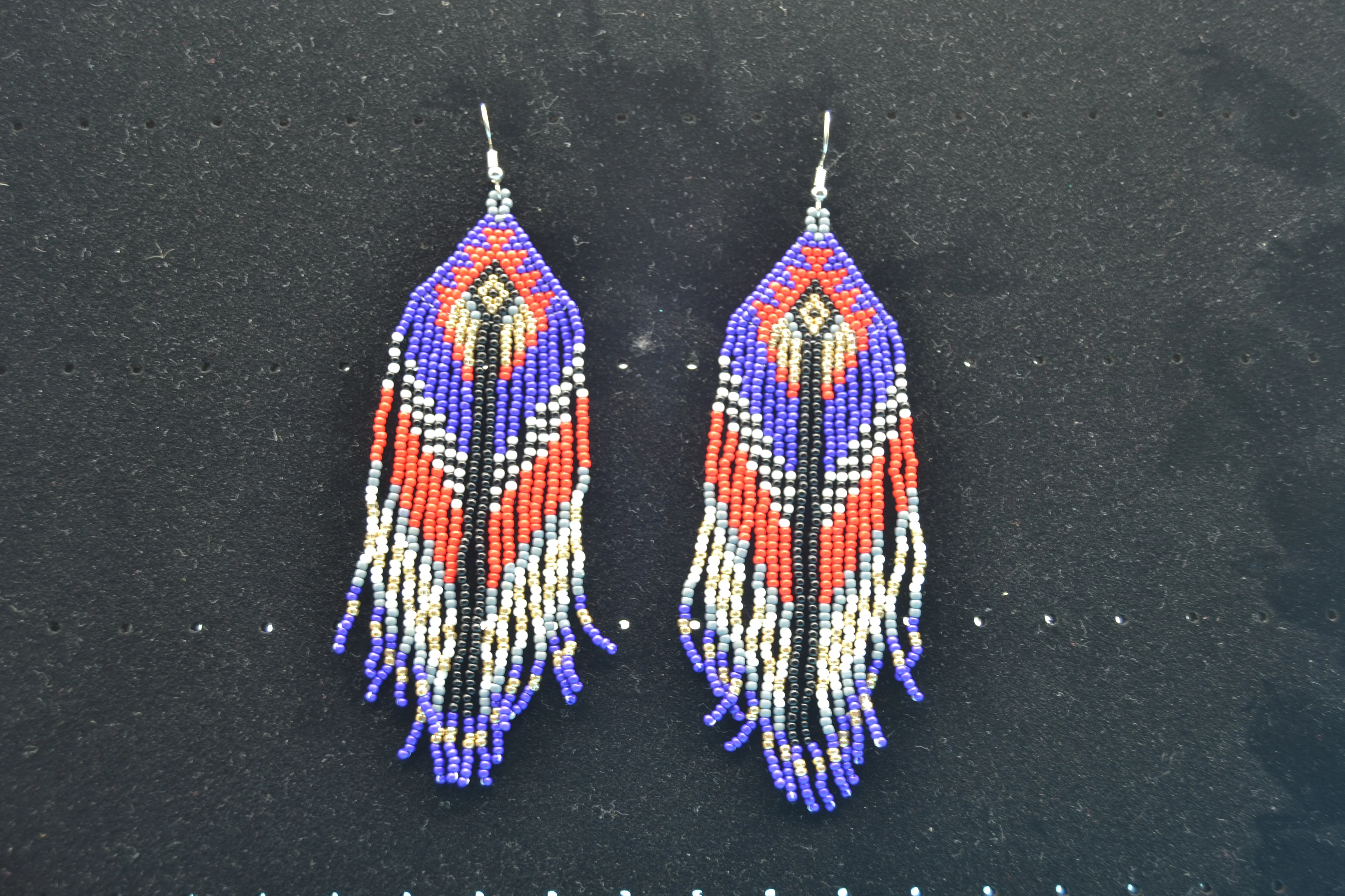 Bohemia Rice bead earrings Geometry Gradient color Versatile Personality Hand-woven Alloy Simple Female Tassel Beaded earrings