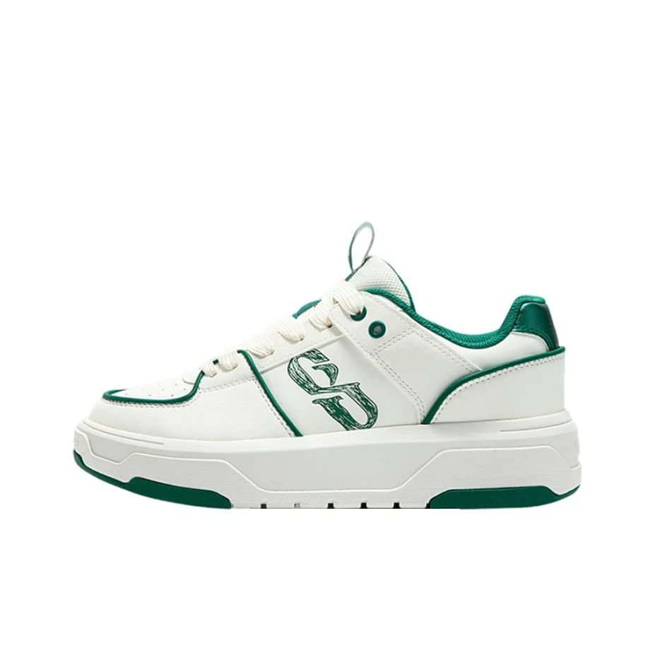 361 Cushioning, Wear Resistant Low top Skateboard Shoes Women's White Green 582346617/