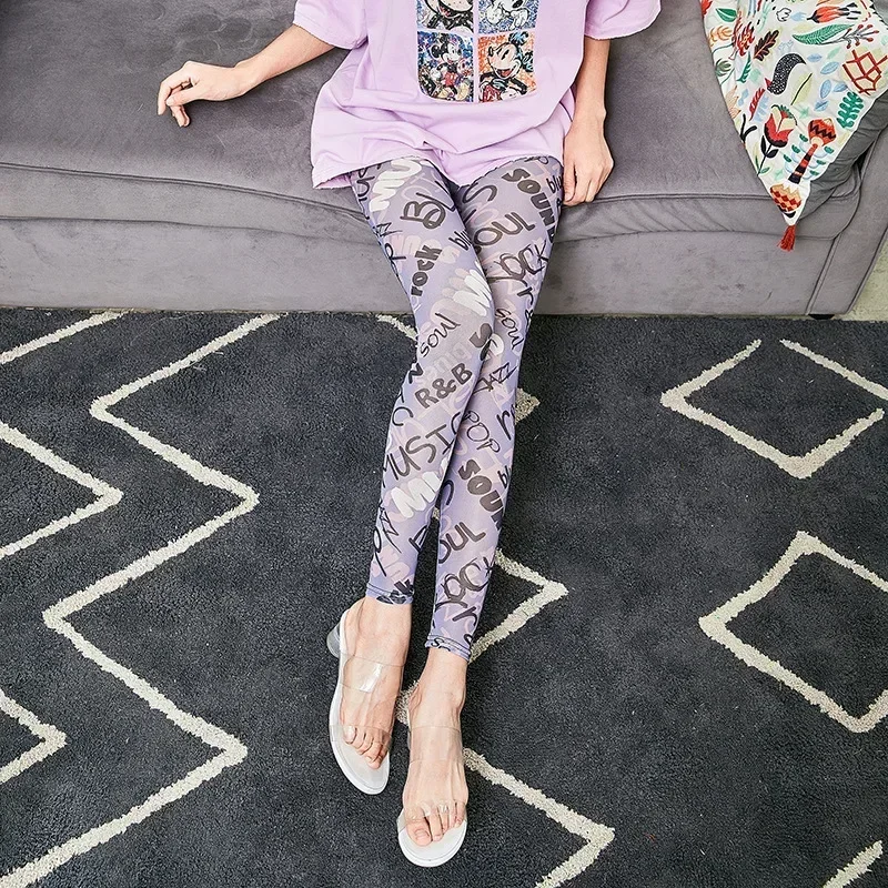 Legging desain baru legging wanita gambar cetak legging Digital semprotan grafiti elastis Fashion celana wanita kebugaran Vetement Femme