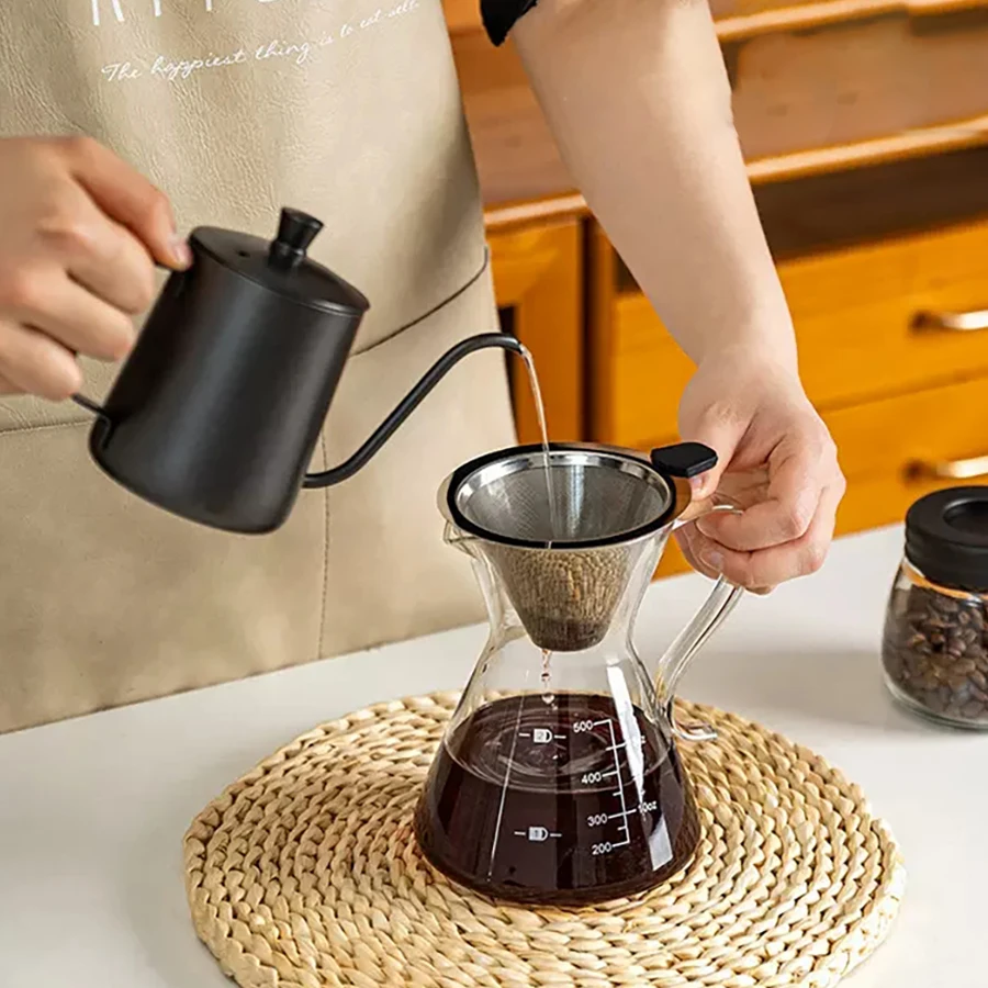 YWDL Hand Brewed Coffee Pot Set Home Ice Drip Sharing Pot With Filters Kitchen Coffeware Pour Over Coffee Drip Kettle