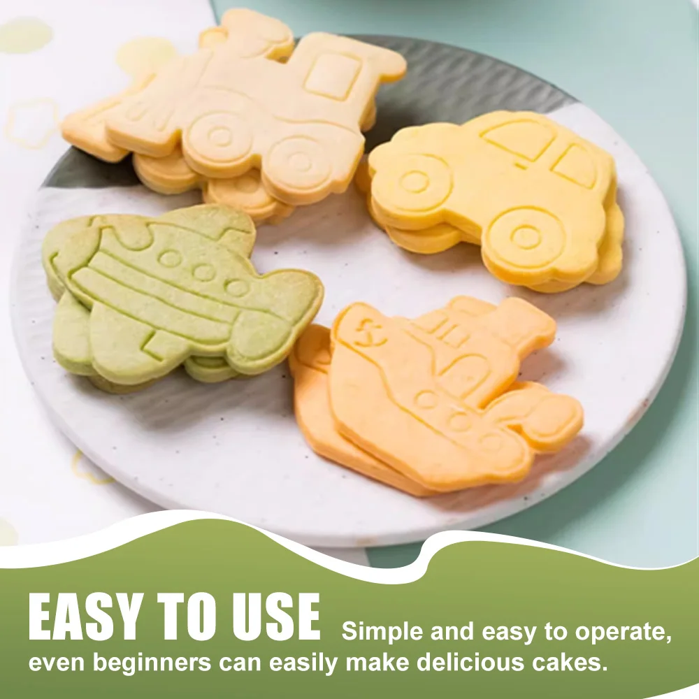 Transportation Theme 4pcs Cookie Stamps Set Train,Ship,Car,Airplane Shape Cookie Molds Set DIY Baking Cookies