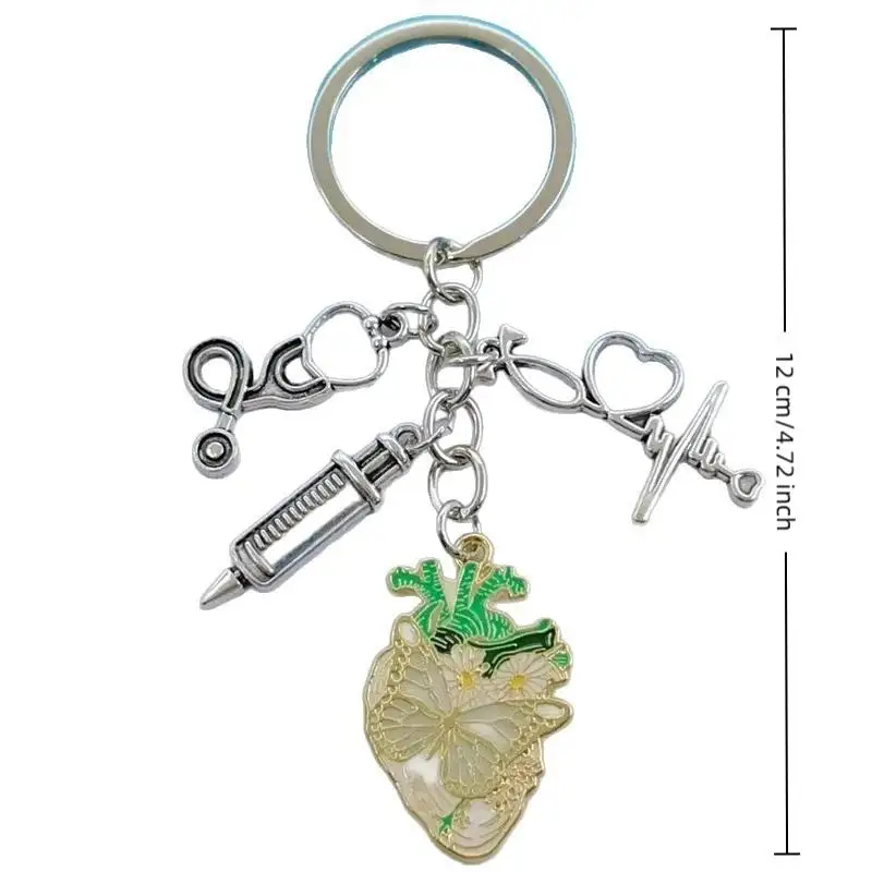 Anatomie-Schlüsselanhänger aus Legierung mit Herz- und Lungenmotiv, Arzt- und Krankenschwester-Taschenanhänger, Schmuck, Geschenke, Dekoration – Detail 7