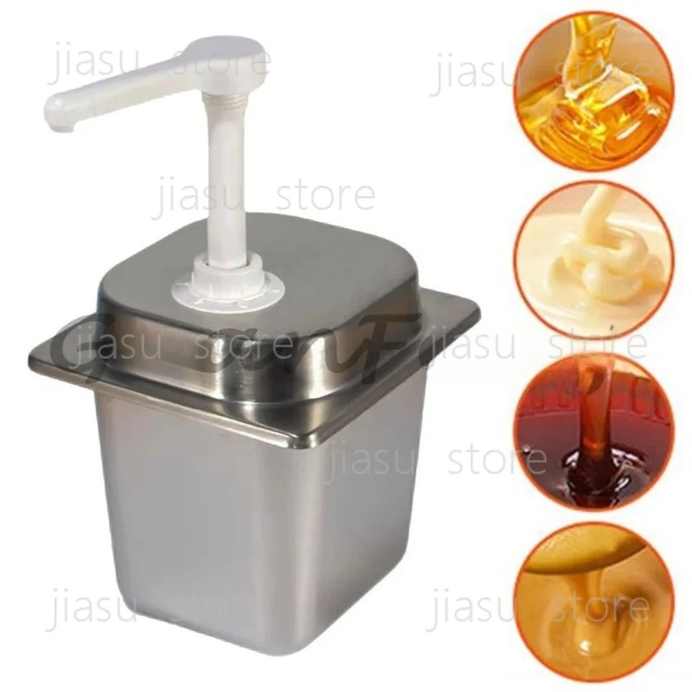 

Condiment Pump Bottle 2.3L Manual Salad Stainless Steel Detachable Ketchup Sauce Dispenser Pump for Bar Home Restaurant Kitchen