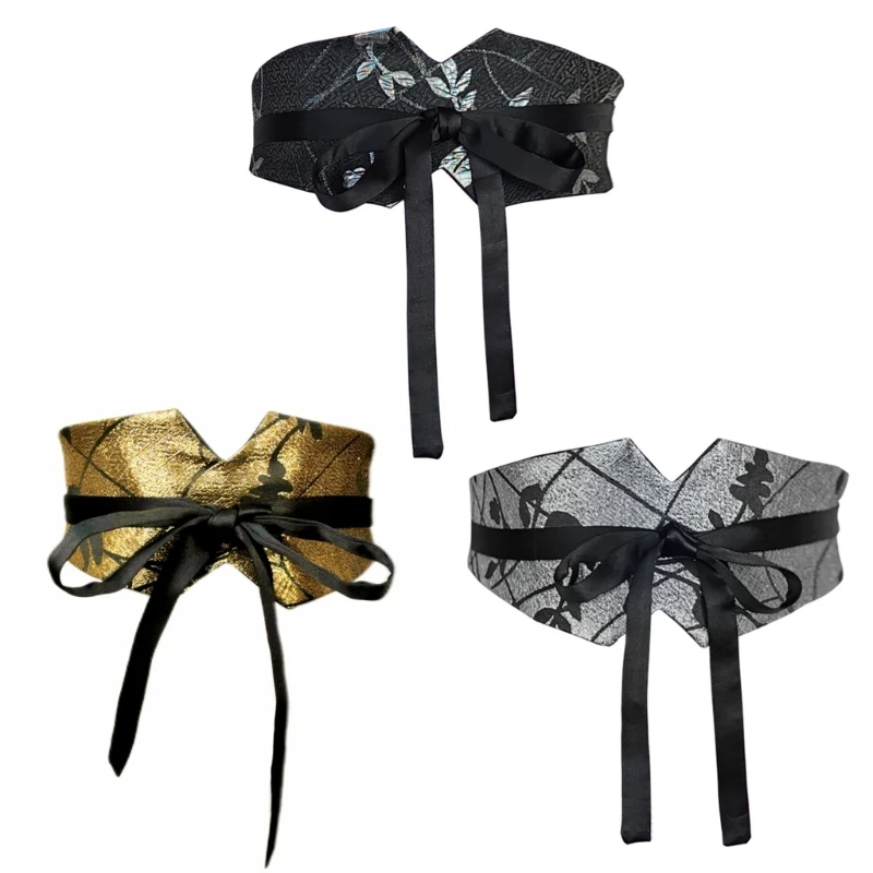 Elegant Jacquard Wide Waist Belt with Adjustable Tie for Comfortable Fit Body Shaping and Elegant Styling for Women