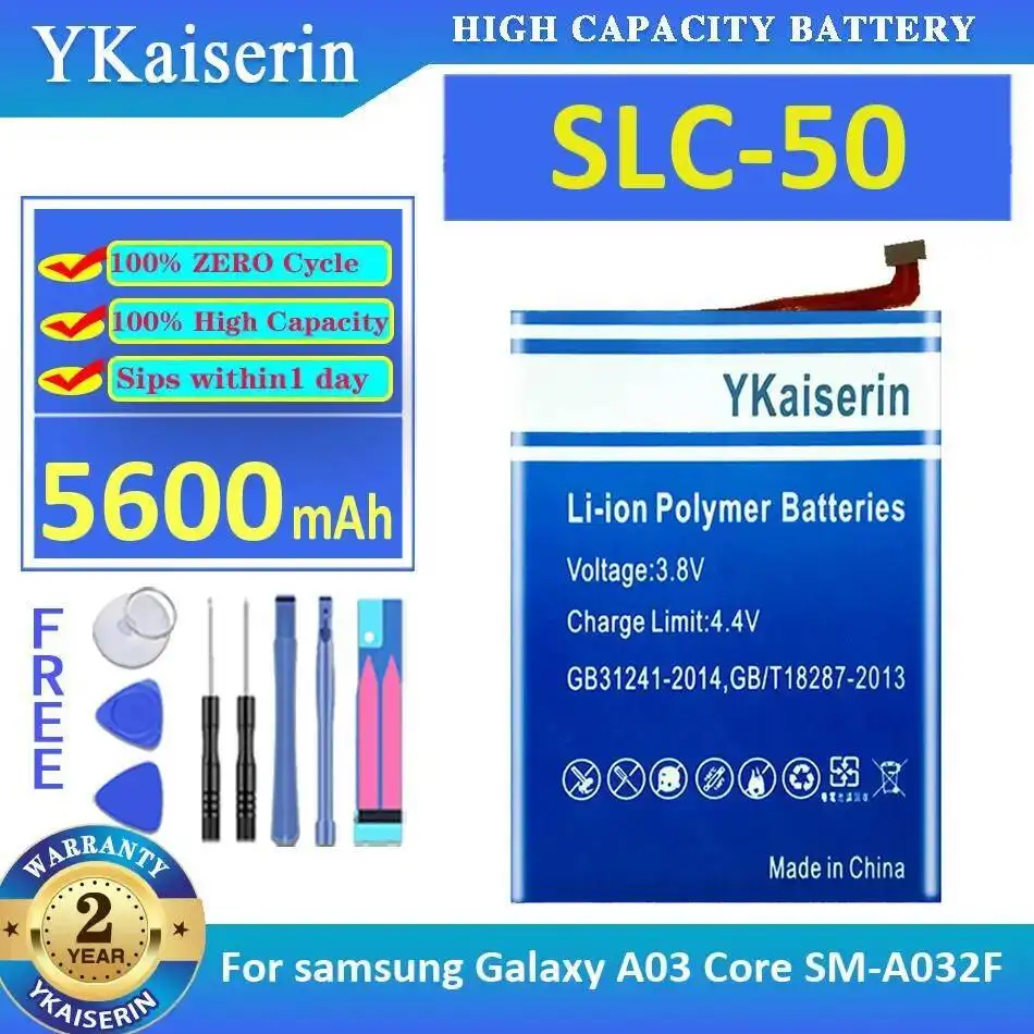 

Прочный аккумулятор для мобильного телефона Samsung Galaxy A03 Core SM-A032F 5600 мАч Slc-50, легкий вес