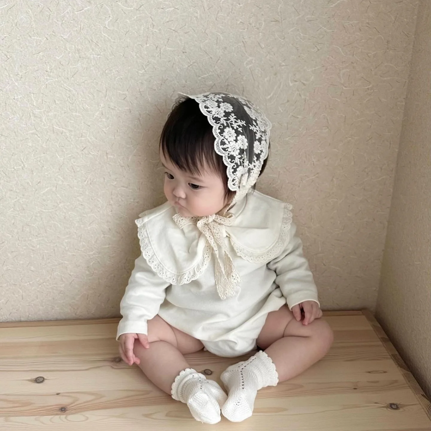 2024 Autumn New Baby Girl Long Sleeve Bodysuit Cotton Infant Girls Peter Pan Collar Jumpsuit Newborn Kids Solid Clothes