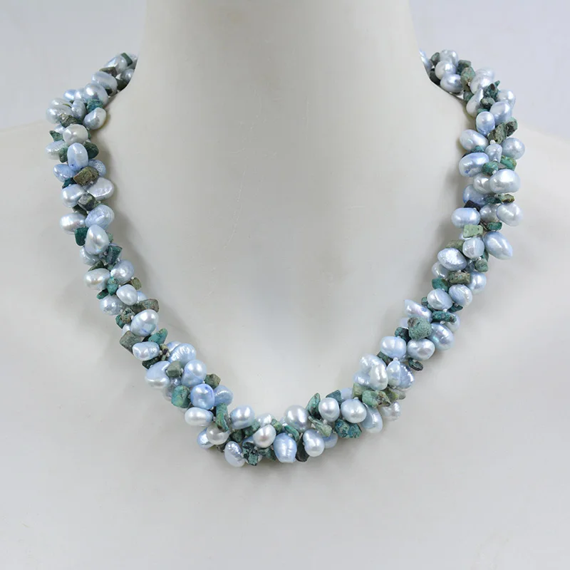 

3 shares. 7MM natural baroque freshwater cultured pearl semi-precious stone necklace. Women's party birthday classic gift 19”