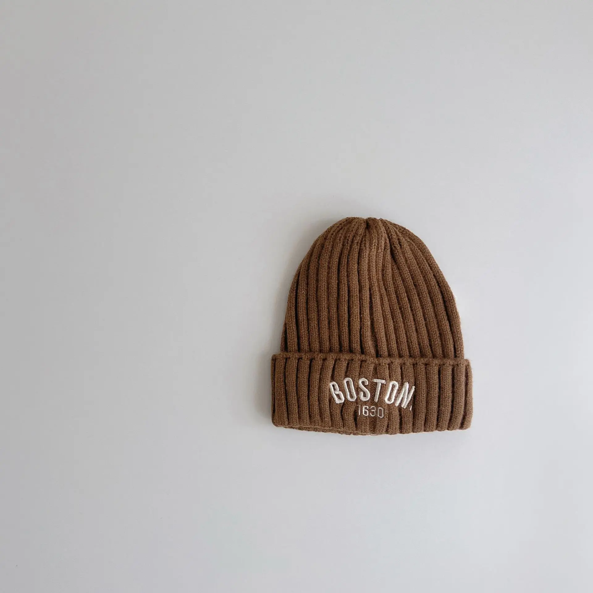 Topi rajut hangat bayi, 1-6 tahun warna Solid huruf Beanie musim dingin untuk anak perempuan laki-laki Vintage bordir BOSTON topi anak-anak