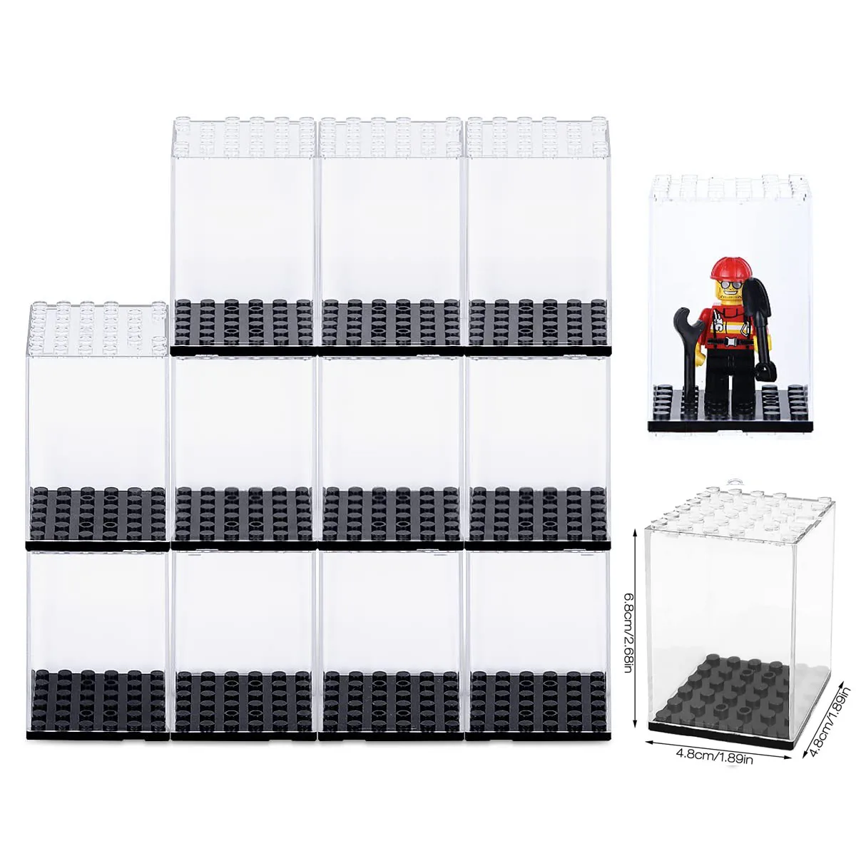 

Small Particle Stackable Building Block Display Box For Lego Minifigures,Dust-Proof Building Block Display Case For Figures Doll