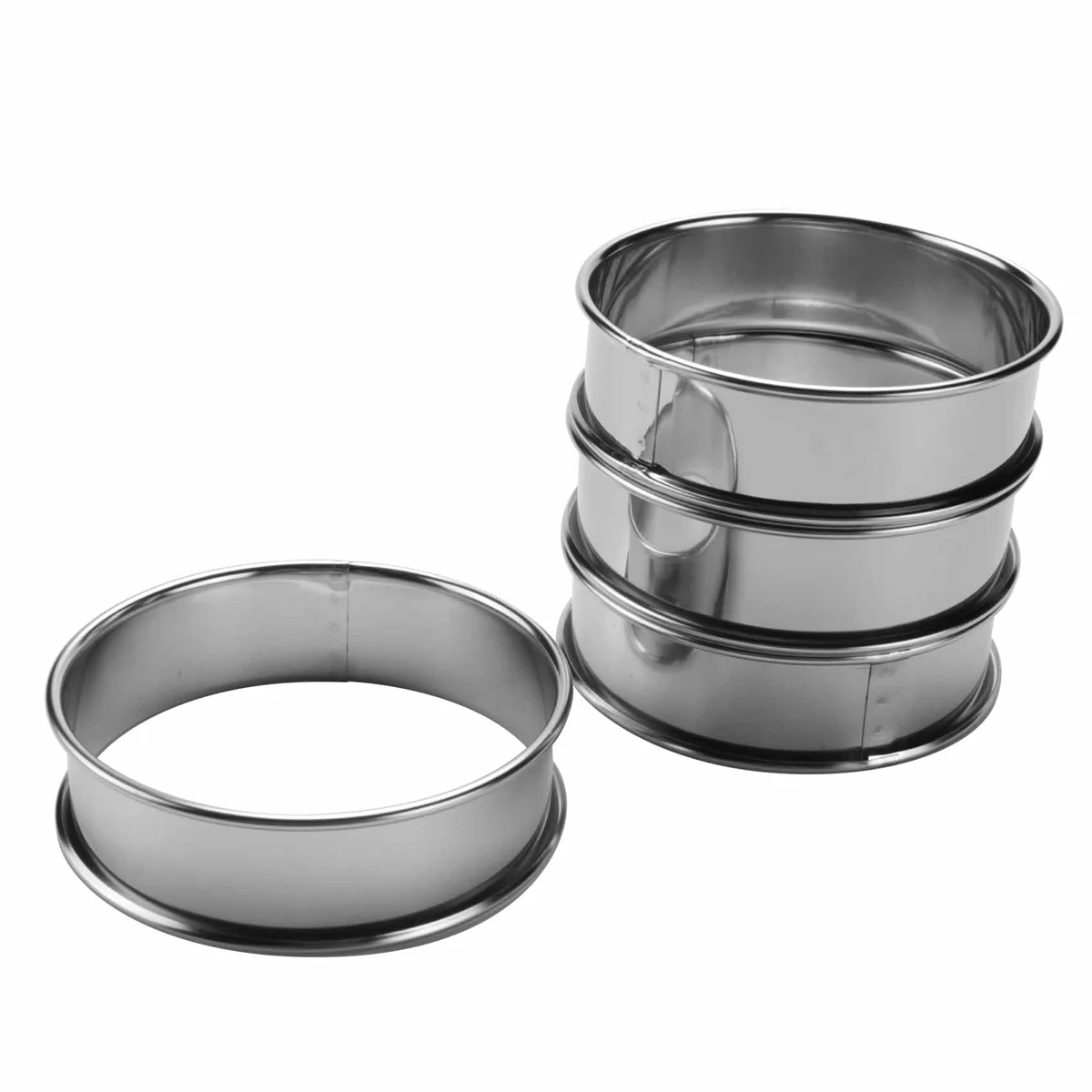 Dubbel Opgerolde Taartringen, Engels Muffinringen Professionele Crumpet Ringen Set Van 4