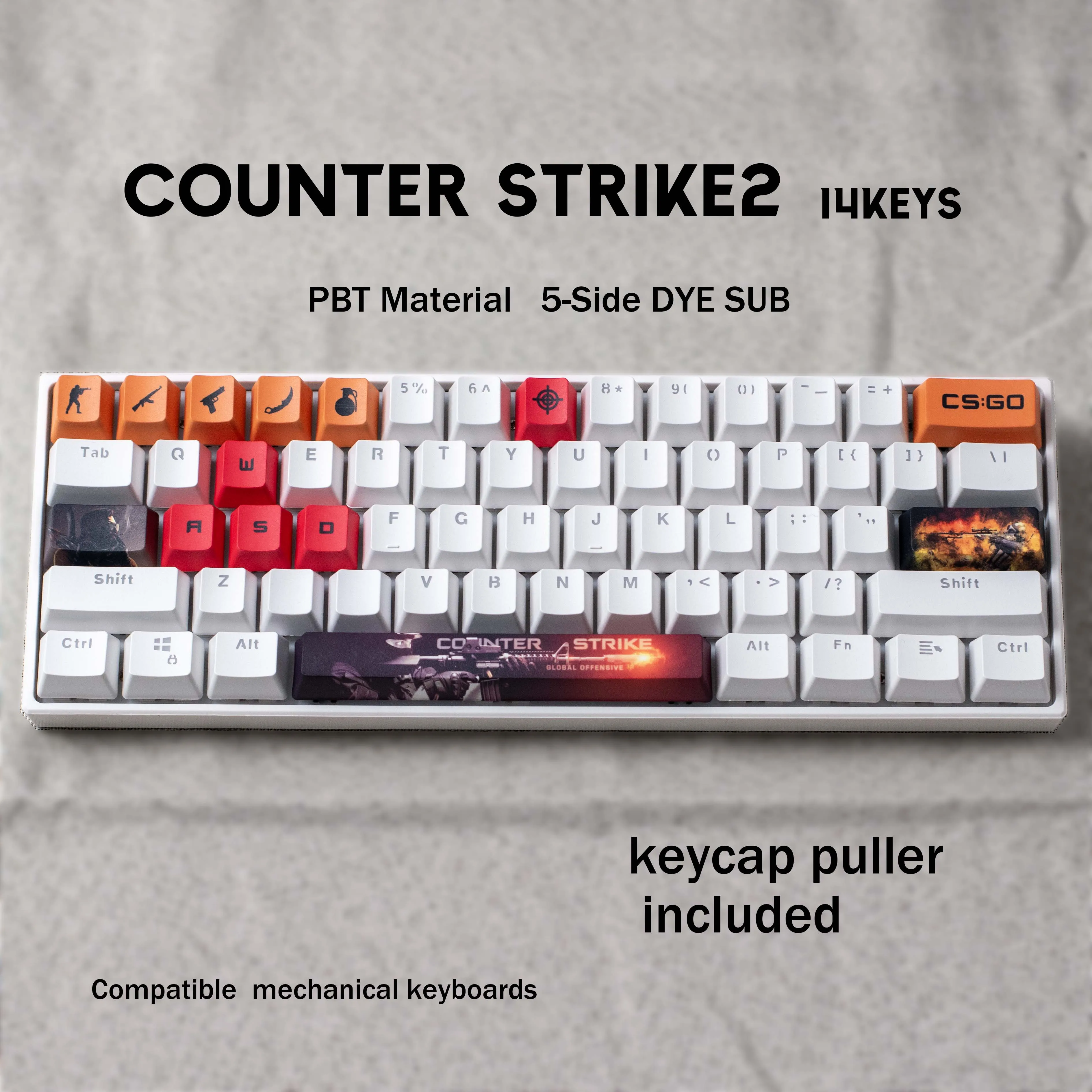 CS2 KEYCAPS CSGO 14KEYCAPS OEM Profil GAME Keycaps pour clavier mécanique