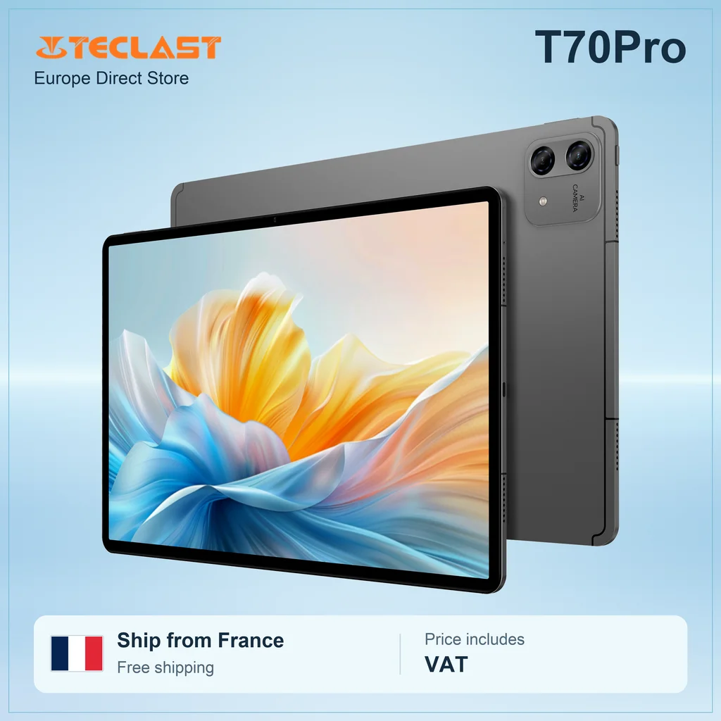 Tablet Teclast T70 Pro con Android 16 e tecnologia Gemini AI, display IPS da 14 pollici, T70Pro, doppia SIM 4G LTE, WiFi 2,4 GHz/5 GHz, Bluetooth 5.2, navigazione GPS, processore G100 Octa Core, 8 GB
