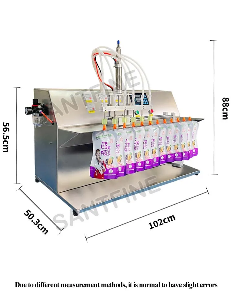 Semi Automatic Fruit Puree Yogurt Soup Hot Liquid Filling Machine For Spout Pouch Premade Bags With Nozzle