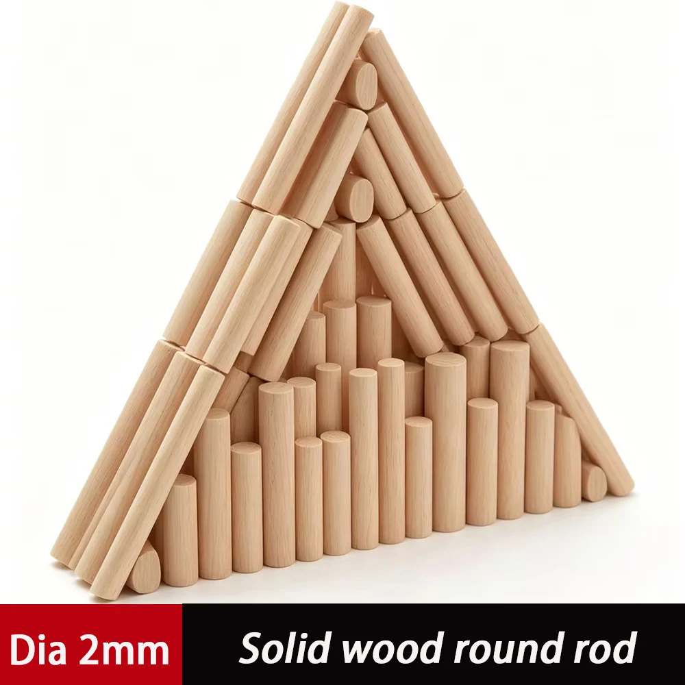 50-100Pc Diameter 2mm Solid Round Wood Length 100mm 150mm 200mm DIY Building Materials Building Model Small Wooden Sick