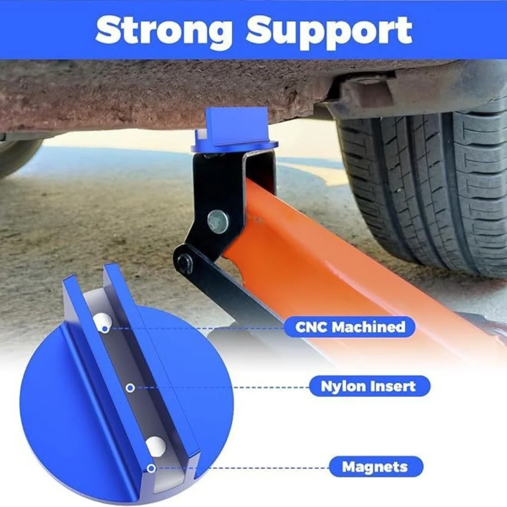Universals Aluminum Grooved Magnetic Jack Pad to Secure Vehicle Jack Position and Prevent Damage During Lifting on Pinch Welds