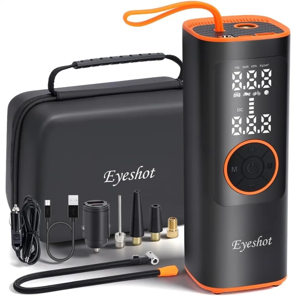 

Portable Air Compressor for Car Tires, Fast Inflation with 150PSI Cordless Pump, Digital Pressure Gauge & LED Light for SUV