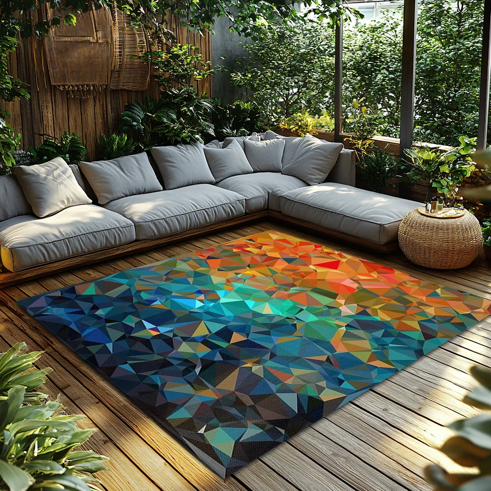 Unique Area Rug Modern Abstract Geometric Pattern Non Slip Floor Mat Living Room Decor Home Accent Carpet Stylish Entrance Mat