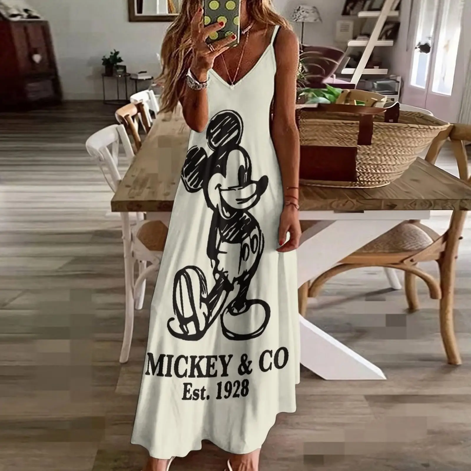 Classic drawing of a mouse Sleeveless Long Dress elegant women's dresses for wedding prom dress Long dress