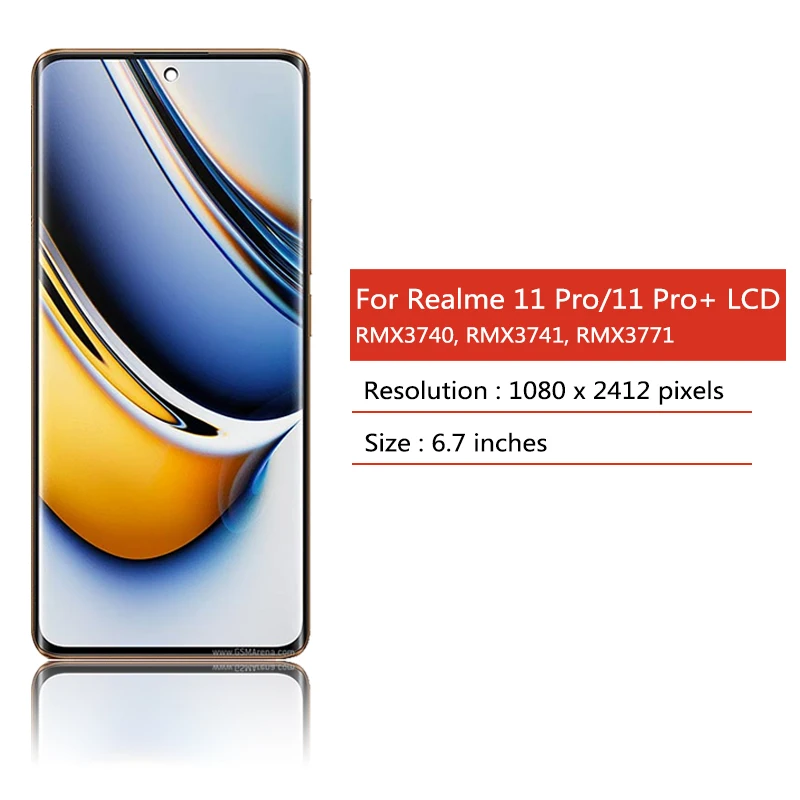 Display LCD OLED Da 6,7" Per Realme 11 Pro/Plus E 10 Pro+ (RMX3771) – Touch Screen Con Impronte E Kit Attrezzi Per Sostituzione