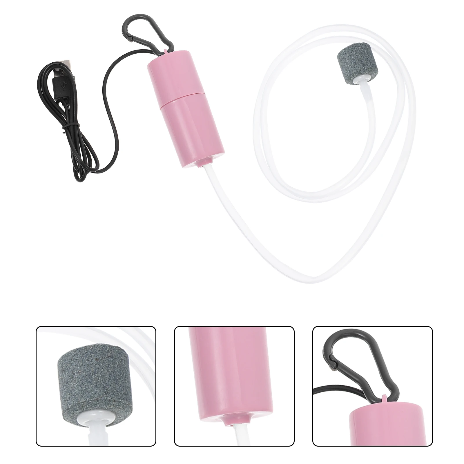 

Oxygen Pump USB Aquarium Air Aerator for Fish Tank Plastic Inflatable Pink Travel