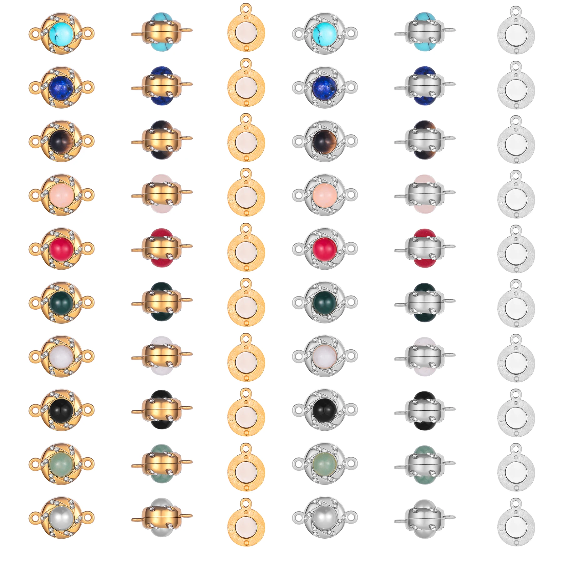 2 Sets/Lot 9mm*14mm Edelstahl Naturstein Magnetverschluss Perlen für handgefertigte DIY Armband Schmuckherstellung Zubehör – Detail 3