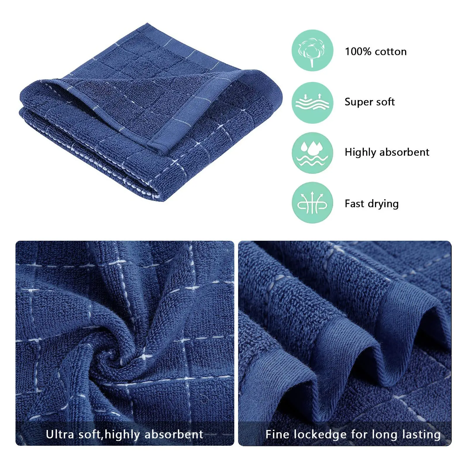 Homaxy 4/8Pcs 100% Cotton Dishcloth Ultra Soft And Absorbent Kitchen Towels Household Cleaning Tools For Kitchen Wash Cloth