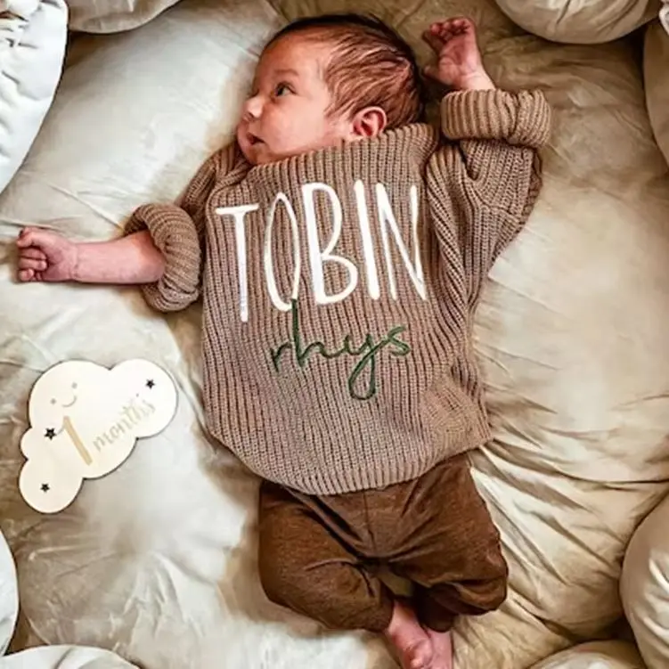 Personalized Baby Sweater Custom Name Sweater, Embroidery Name Sweater，, Newborn Girl Coming Outfit winter baby girl clothes