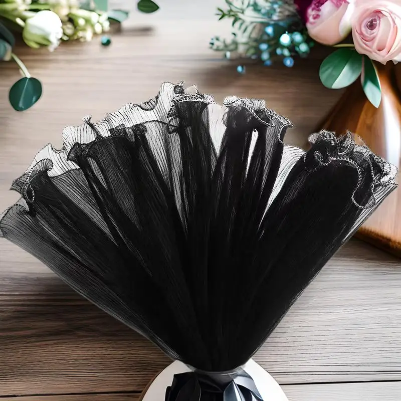 1/5Pcs Bouquet Roll Wave Yarn Golden Edge Mesh Handmade Crafts 4Yards*28CM Packaging Lace Paper Flower Wrapping Mesh Yarn