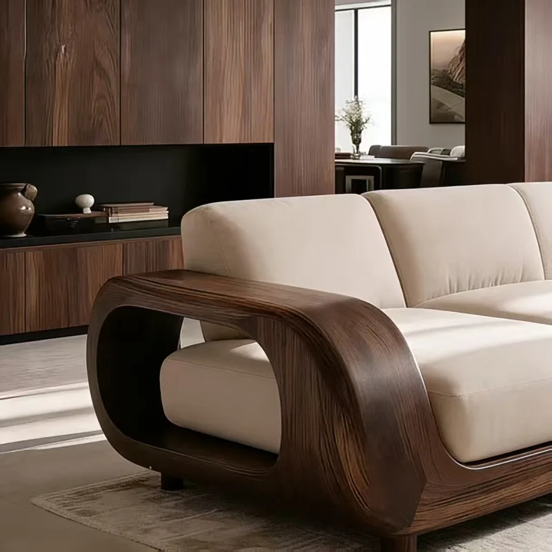 Living Room Vertical Sofa 2026 New North American Black Walnut Chaise Sofa Furniture Custom-made